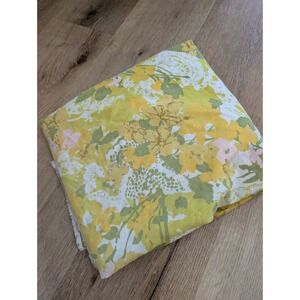 Vtg Lady Pepperell Fitted Sheet Pink Yellow Green Floral‎ Percale Retro